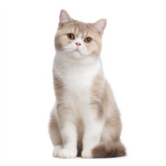 Cute British Shorthair Cat Sitting Upright with Paws Visible
