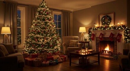 Christmas Interior, cozy living room, photo