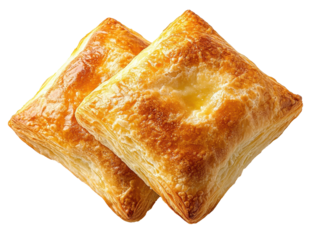 Delicious square puff pastry pillows filled with savory goodness on pristine white background