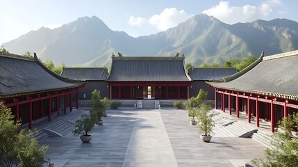 Obraz premium Historic temple in Asia with ornate dragon architecture high resolution picture