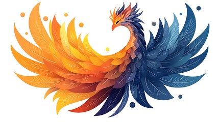 Obraz premium Illustrated majestic phoenix bird in flames high resolution photo