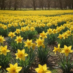 Obraz premium daffodils in the garden, yellow daffodils in the garden, yellow flowers in the garden