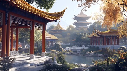 Fototapeta premium Intricate temple art featuring Asian dragons high resolution picture