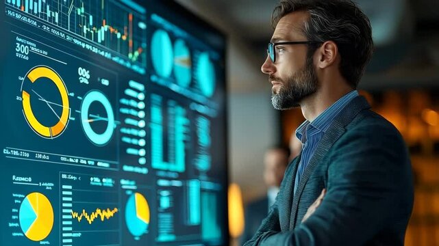 Financial analyst presenting data insights to business executives