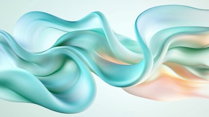 Abstract Teal and Peach Flowing Fabric Waves