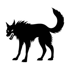Fierce Wolf Silhouette Tattoo Design – Aggressive Black Vector Animal Art