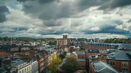 Obraz premium Urban cityscape in the UK with cloudy skies