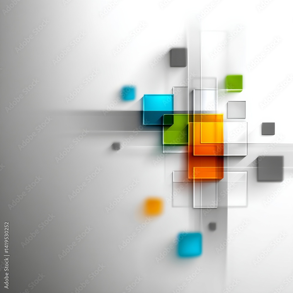 Leinwandbilder abstract composition with colorful cubes: a modern design with depth and light on a white backdrop