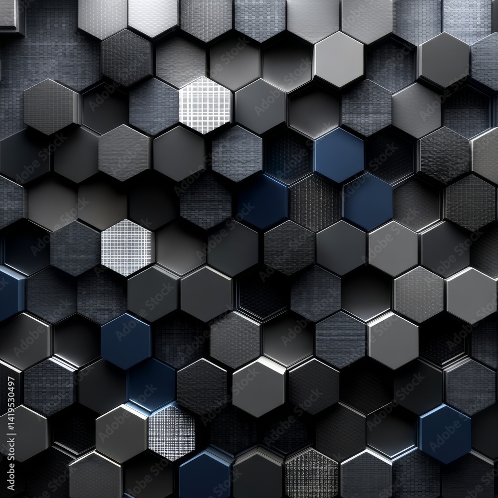 Aufkleber abstract hexagon grid: modern dark and light design with texture and depth for backgrounds and wallp