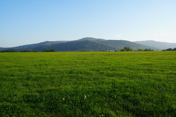 Landscape with plane in Silesian Beskids in Bielsko-Biala city in Poland