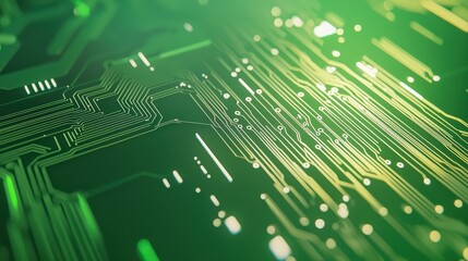Obraz premium Abstract green circuit board design with intricate patterns and lines