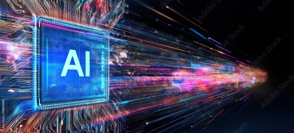 Fototapete a dynamic illustration of an ai chip with the letters 