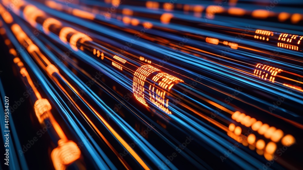 Poster abstract digital lines in bright colors representing data flow