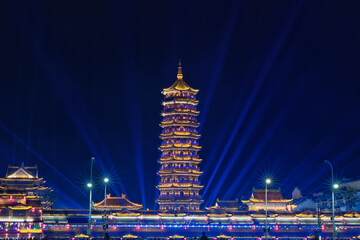 night view of the city of shanghai