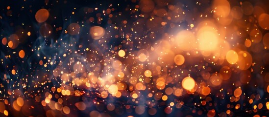 Fototapeta premium Abstract luminous golden bokeh background with glowing warm light and smoke