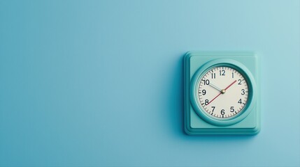 Vintage teal clock on a blue background showcasing simplicity and style