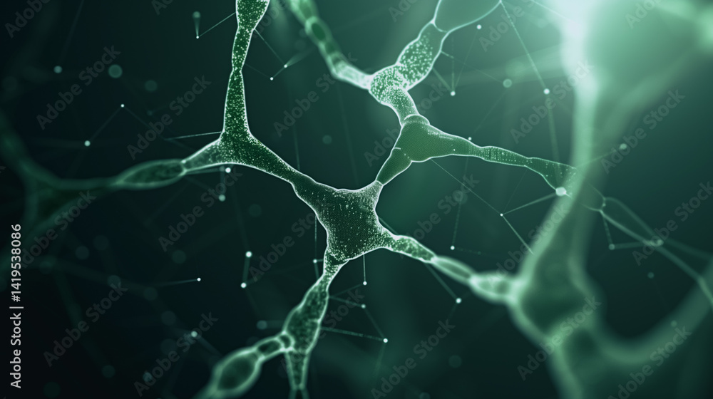 Poster neural network: a luminous close-up captures the intricate details of a neural network, showcasing i
