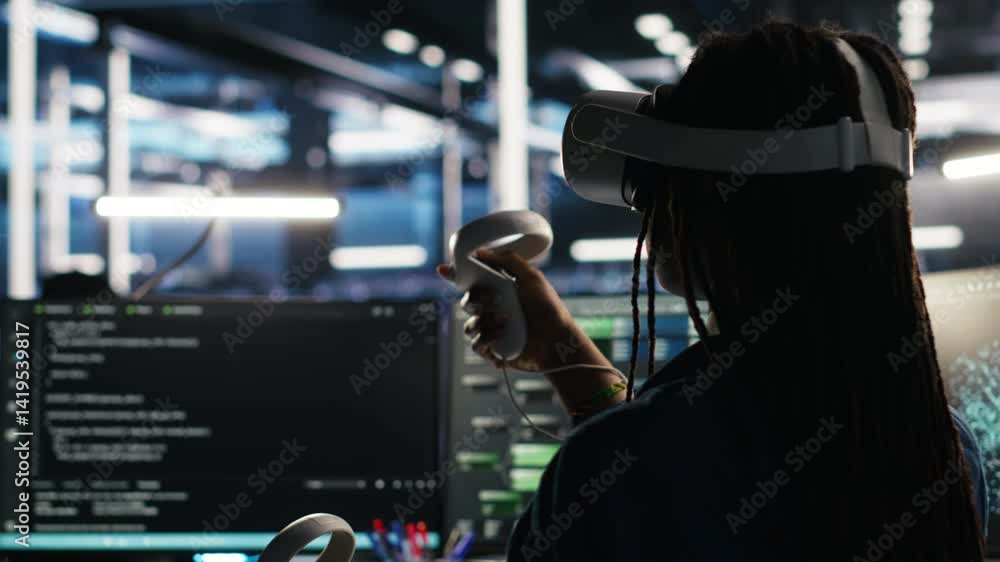 Poster server farm admin using vr equipment and node tree systems to categorize unstructured data. data cen