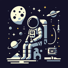 Fototapeta premium vector image of astronaut in space