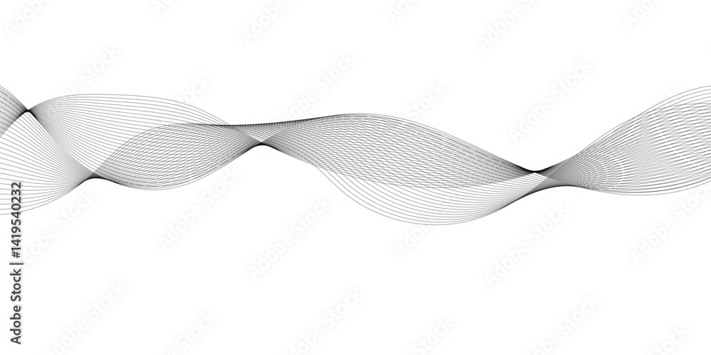 Poster abstract wavy grey stream element for design on transparent background isolated. frequency sound wav