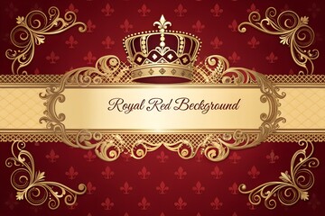 Royal Red Background with Elegant Crown and Golden Frame