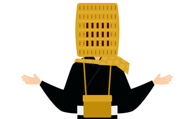 Simple illustration of a buddhist monk extend his arms