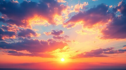 Fototapeta premium Vibrant Sunset Sky with Colorful Clouds