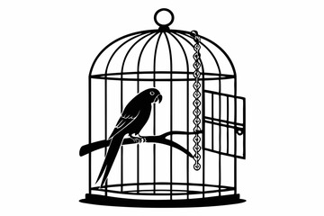 parrot cage silhouette black vector