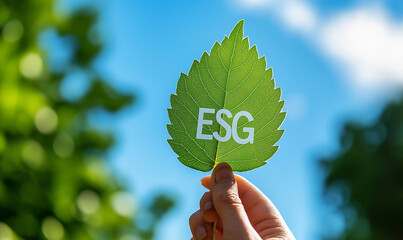 ESG metrics on digital screen with key indicators of environmental and social impact.
