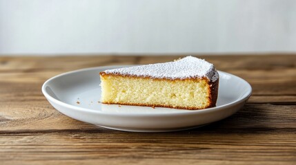 A Slice of Heaven: Delicate Vanilla Cake on Rustic Wood