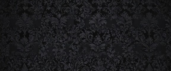 Intricate black damask, floral vines  seamless gothic wallpaper, damask, intricate