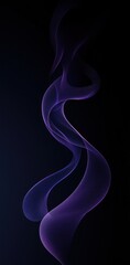 Purple smoke swirls on black background. Abstract design for website