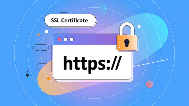 SSL Secure Connection: Close-Up of Browser Window with Lock Icon for HTTPS Encryption and Cybersecurity, ssl lock, ssl padlock, website design, ssl badge, ssl shield, Https, TLS, SSL certificate	