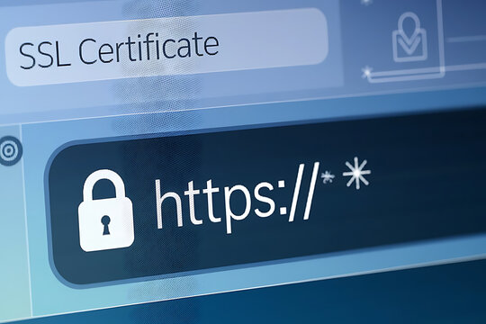 SSL Secure Connection: Close-Up of Browser Window with Lock Icon for HTTPS Encryption and Cybersecurity, ssl lock, ssl padlock, website design, ssl badge, ssl shield, Https, TLS, SSL certificate	