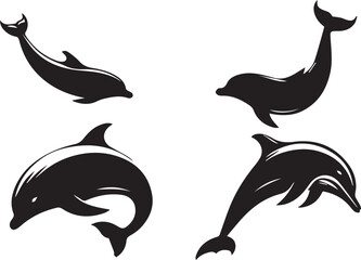 Dolphin silhouette vector EPS SET