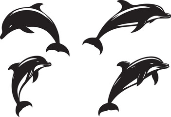 Dolphin silhouette vector EPS SET