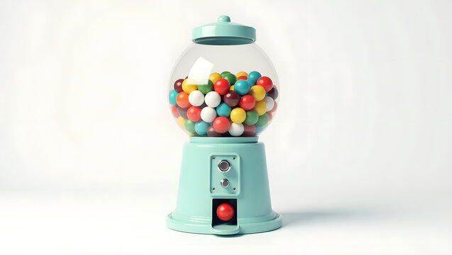 Retro gumball machine filled with colorful balls
