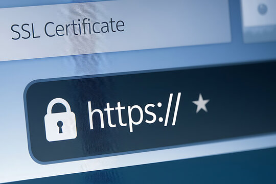 SSL Secure Connection: Close-Up of Browser Window with Lock Icon for HTTPS Encryption and Cybersecurity, ssl lock, ssl padlock, website design, ssl badge, ssl shield, Https, TLS, SSL certificate	