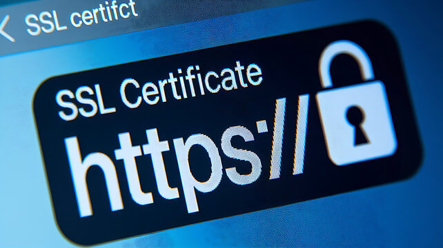 SSL Secure Connection: Close-Up of Browser Window with Lock Icon for HTTPS Encryption and Cybersecurity, ssl lock, ssl padlock, website design, ssl badge, ssl shield, Https, TLS, SSL certificate	