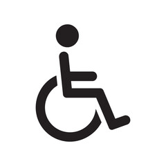 Black Accessibility Icon Featuring a Person in a Wheelchair Representing Inclusive Design, Disability Support, and Universal Access Editable Vector Illustration isolated on a white background