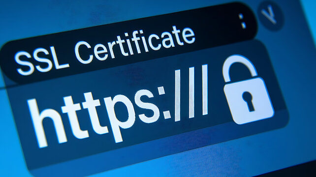 SSL Secure Connection: Close-Up of Browser Window with Lock Icon for HTTPS Encryption and Cybersecurity, ssl lock, ssl padlock, website design, ssl badge, ssl shield, Https, TLS, SSL certificate	