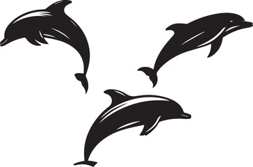 Dolphin silhouette vector EPS SET