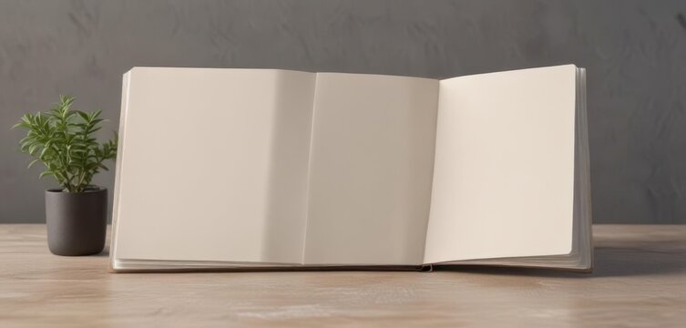 Vertical photo album mockup, minimalist design, blank pages for customization ,  cream,  photography