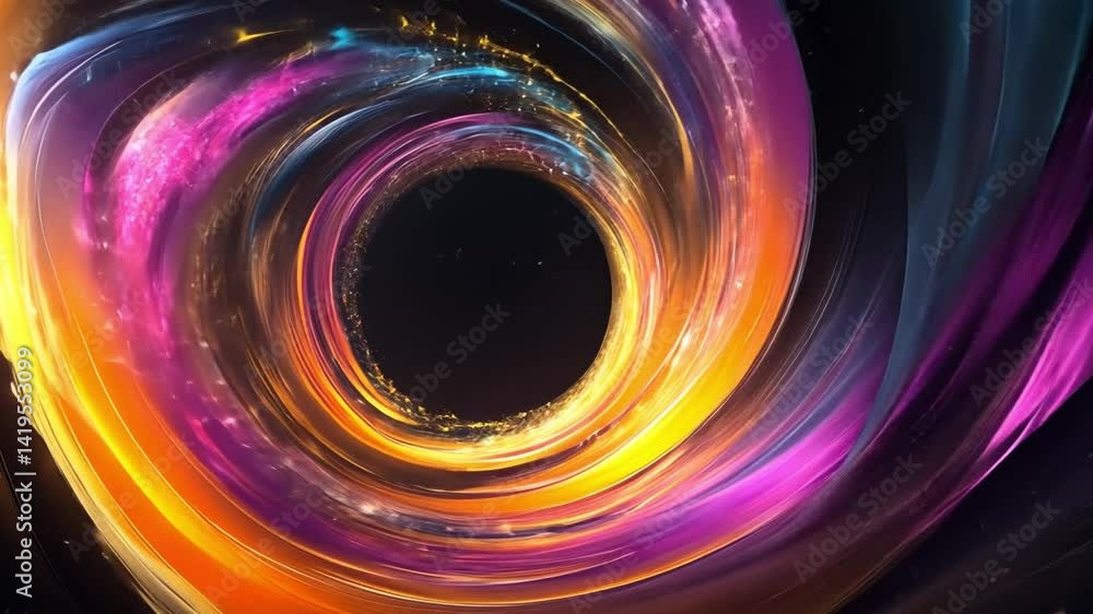 Poster mesmerizing cosmic vortex colorful swirling journey through black hole of universe, captivating imag