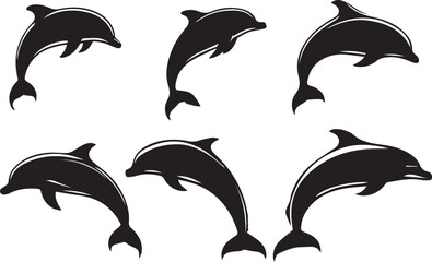 Dolphin silhouette vector EPS SET