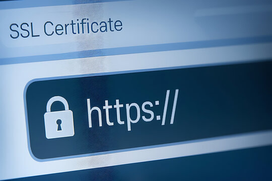 SSL Secure Connection: Close-Up of Browser Window with Lock Icon for HTTPS Encryption and Cybersecurity, ssl lock, ssl padlock, website design, ssl badge, ssl shield, Https, TLS, SSL certificate	