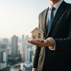 real estate agent holding house