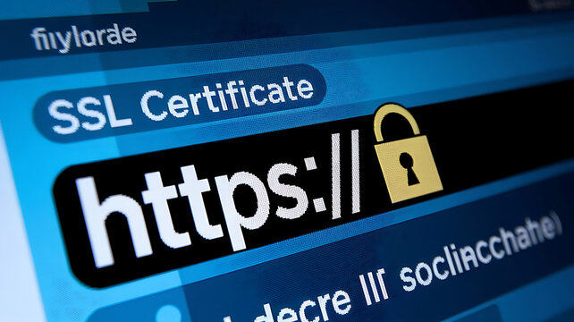 SSL Secure Connection: Close-Up of Browser Window with Lock Icon for HTTPS Encryption and Cybersecurity, ssl lock, ssl padlock, website design, ssl badge, ssl shield, Https, TLS, SSL certificate	