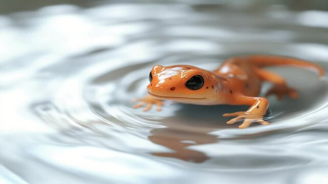 Eastern Newt Ascends in Tranquil Water, A Mesmerizing Amphibian Encounter