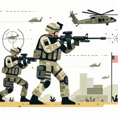 Obraz premium vector image of soldier shooting